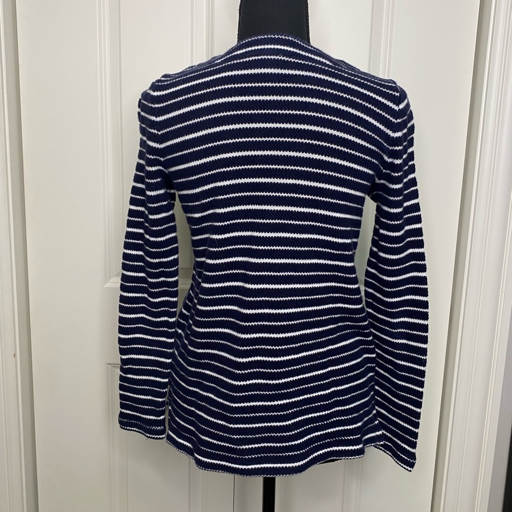 Talbots 100% Cotton Navy and White Striped Nautical‎ Sweater Women Size Petite - Picture 3 of 5